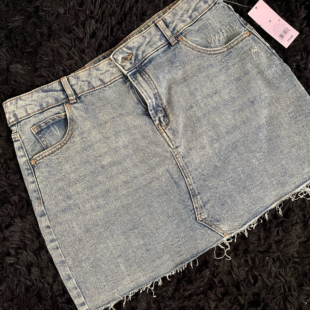 Wild Fable Denim Mini Skirt | Raw Hem High Waist | NWT